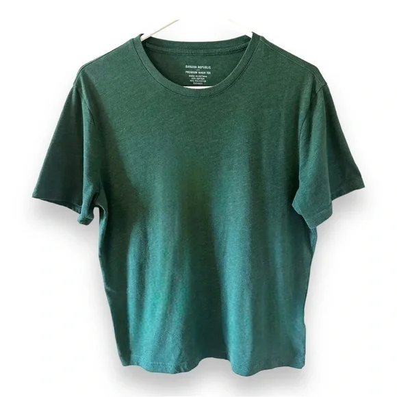 Banana Republic Crew Neck Green Short Sleeve Shirt - Medium - Picture 6 of 9